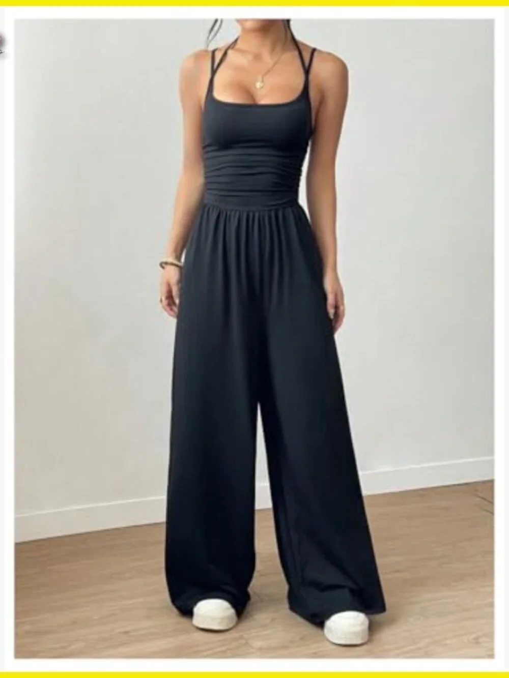 Summer Jumpsuit Spaghetti Strap Wide Leg Romper Chic Casual Outfit